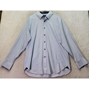 WRK Shirt Men's 17 Blue Polka Dot 4 Way Stretch Regular Fit Collared Button Down